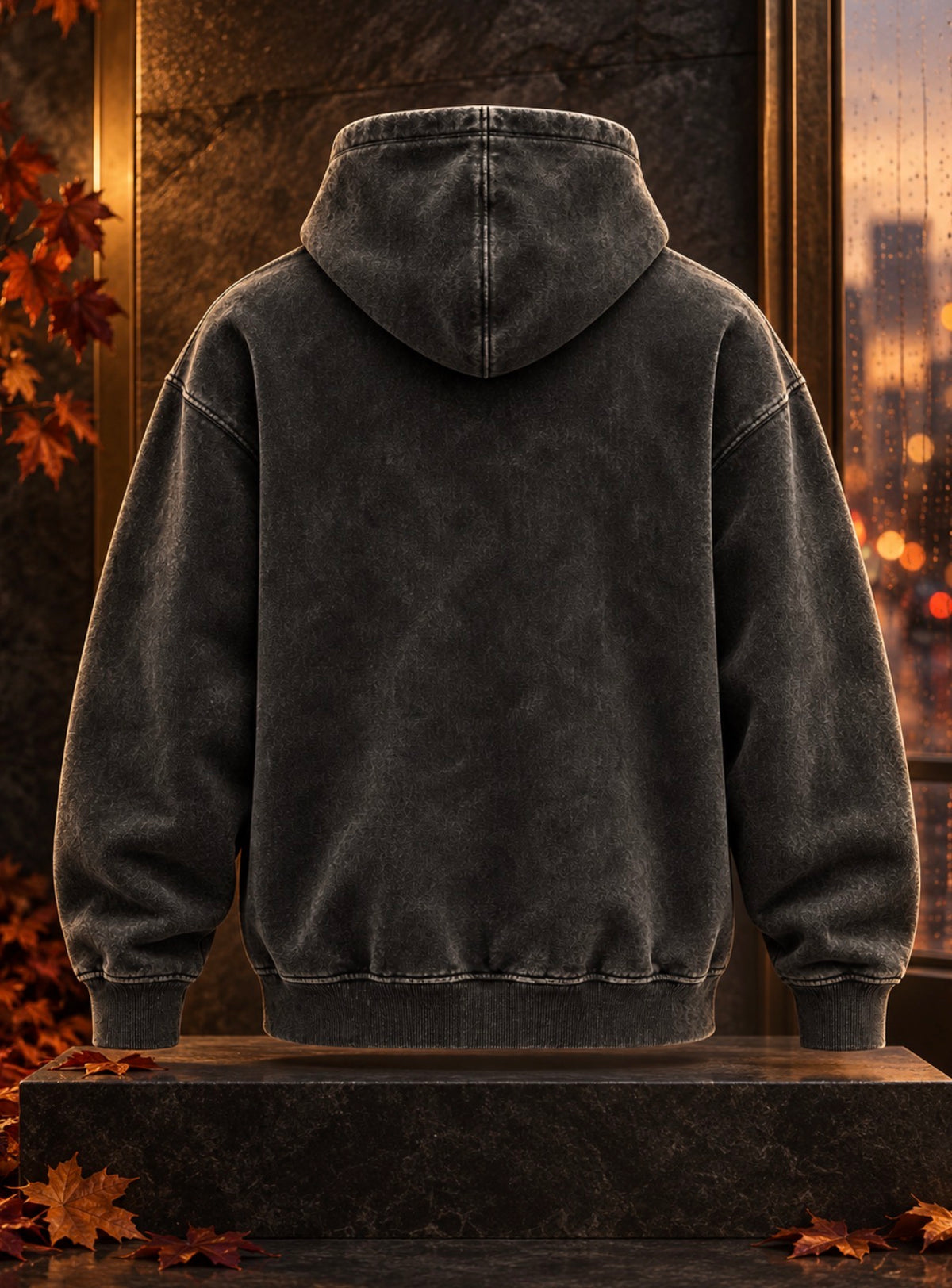     Vintage black oversized heavyweight hoodie, clean back view