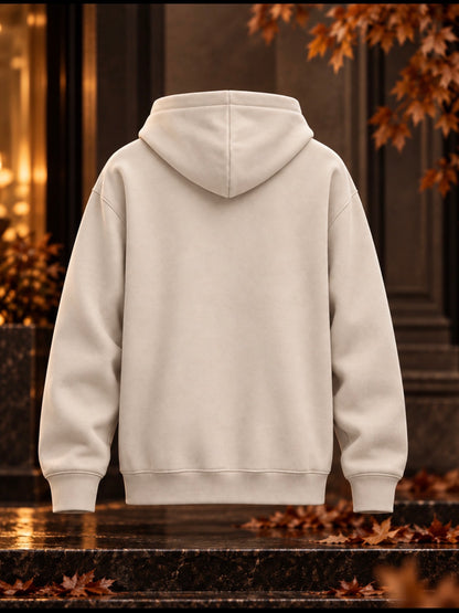     Bone cream oversized heavyweight hoodie, clean back view