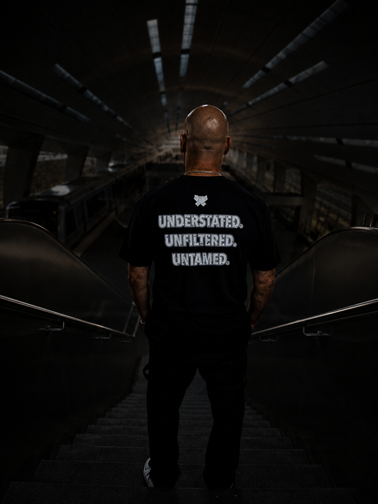     Close-up of the Nine N Half First Edition Tee In black color