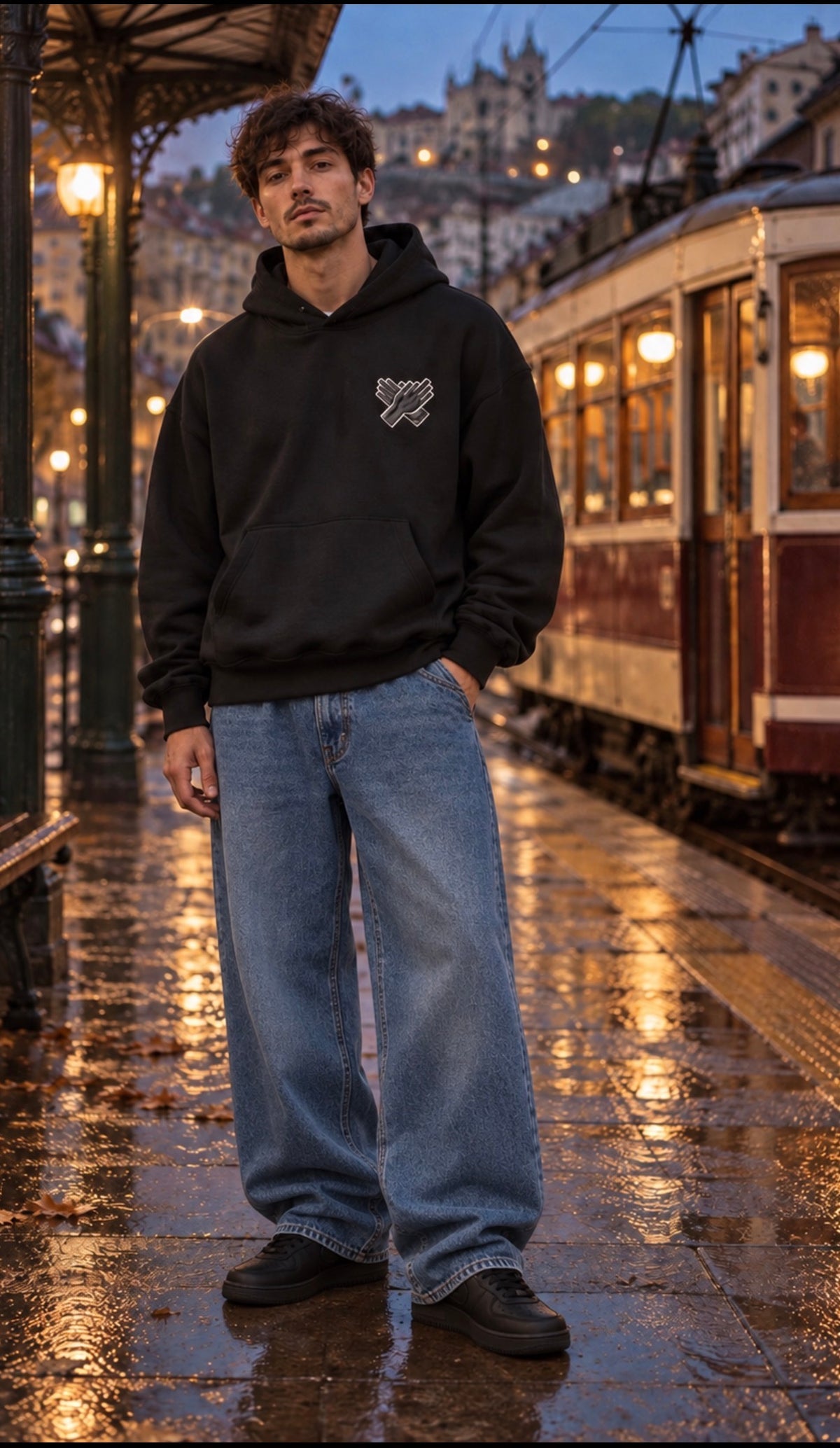     Men’s NINE N HALF black heavyweight hoodie – relaxed streetwear fit