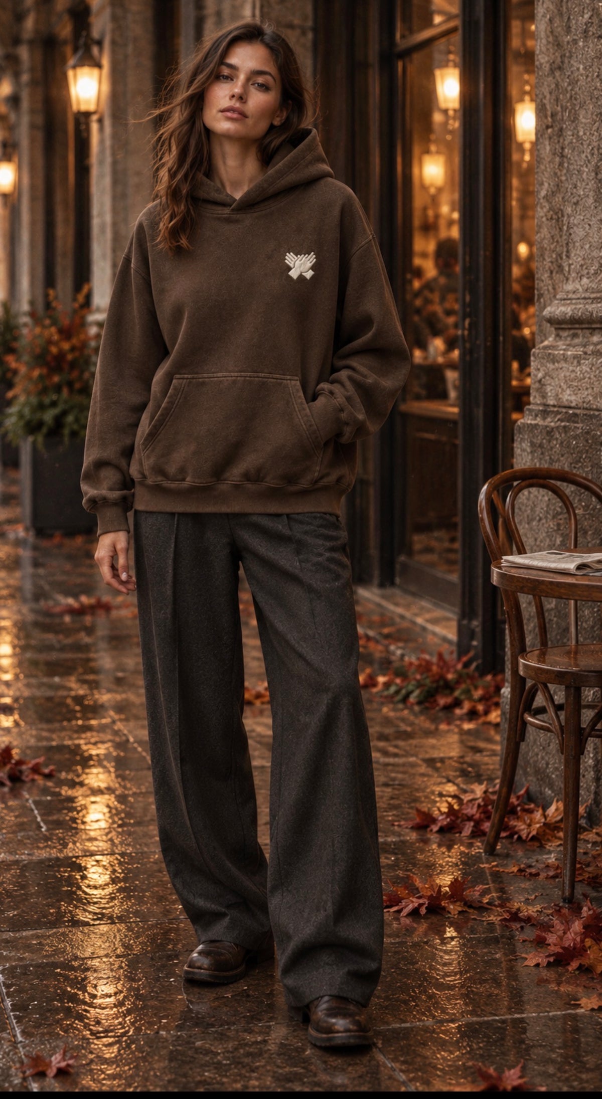     Women’s NINE N HALF brown heavyweight hoodie – oversized streetwear fit
