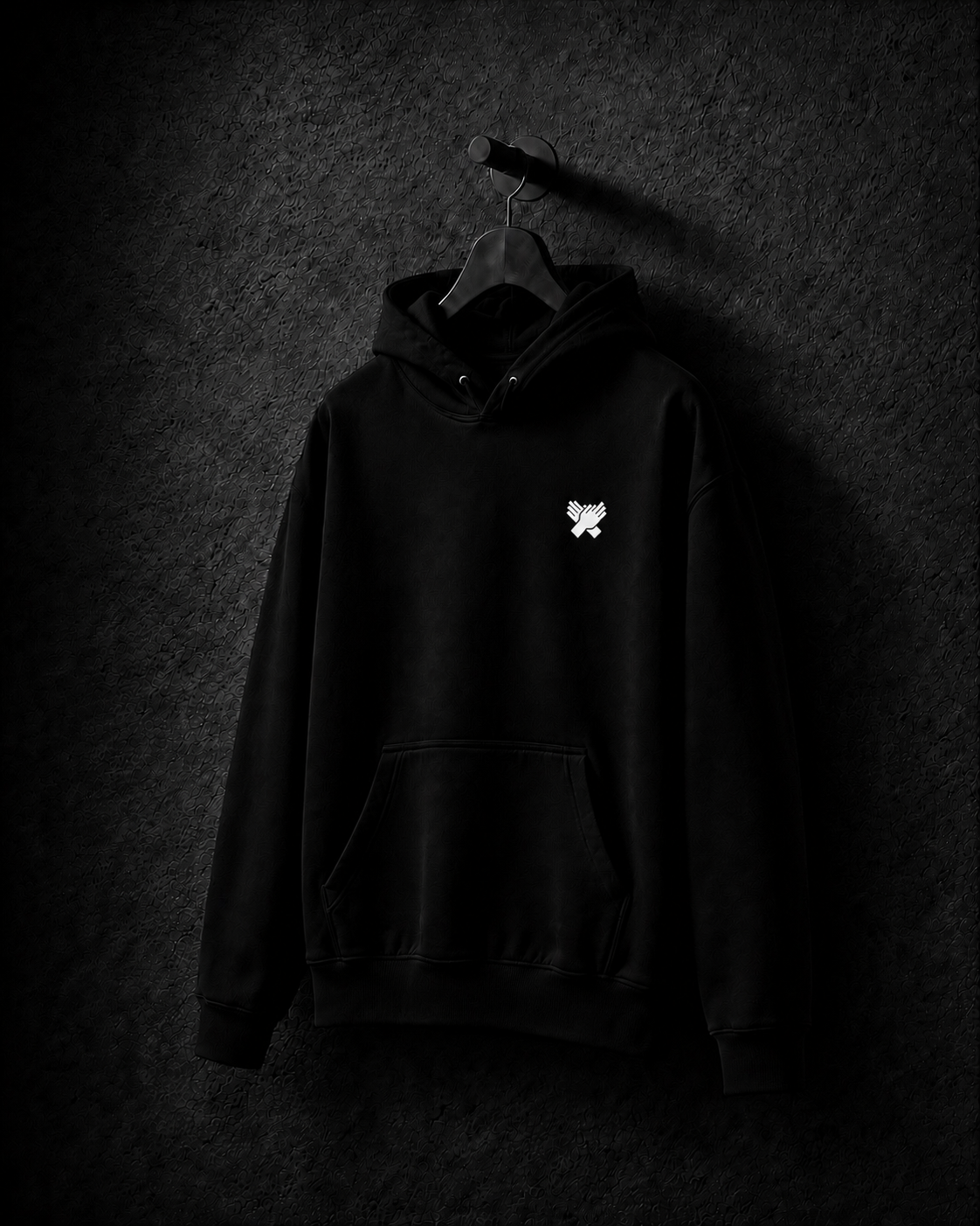     Front view of the Nine N Half Founders Collection Hoodie In black color showing logo in white color
