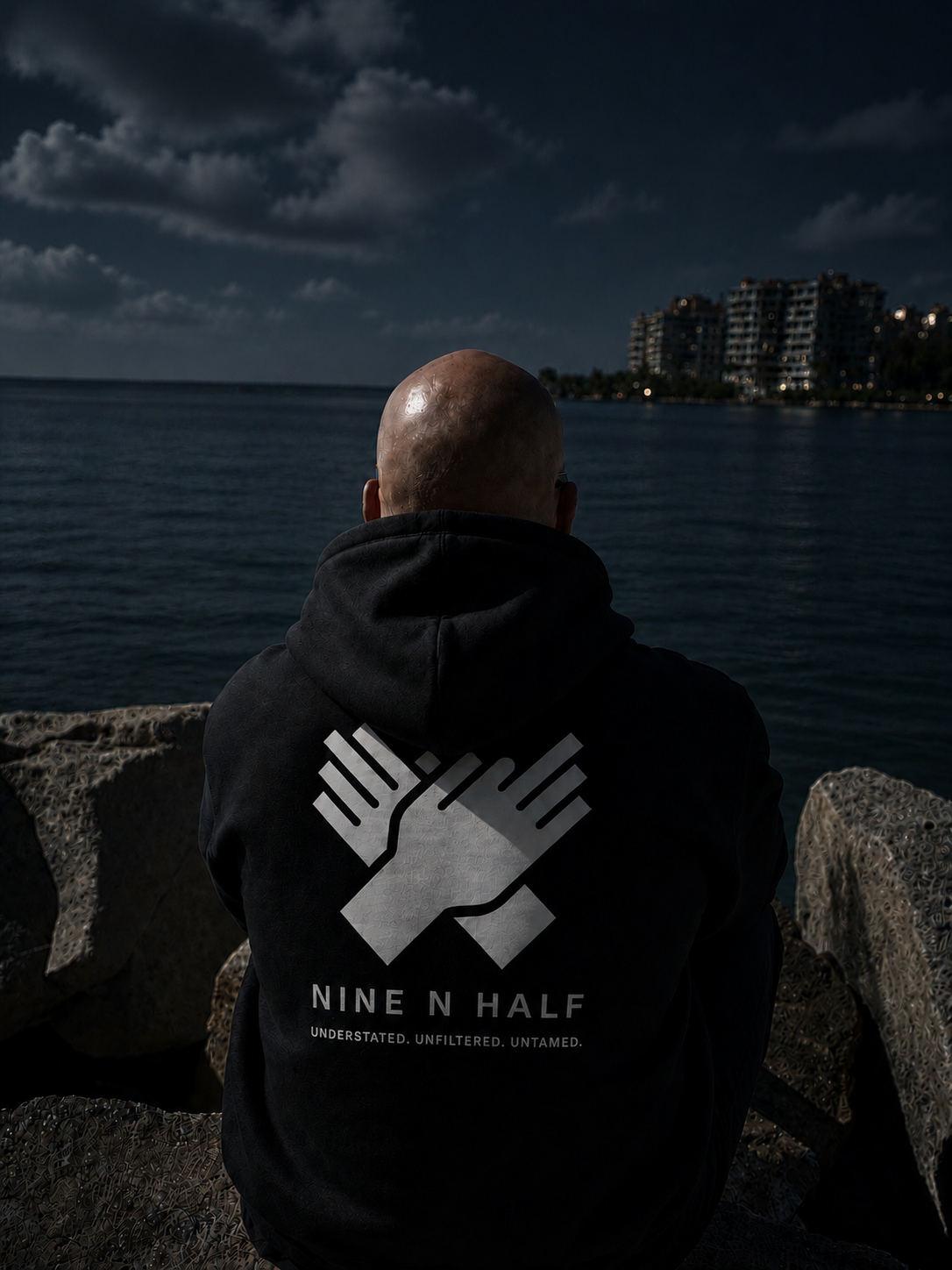     Close-up of the Nine N Half Founders Collection Hoodie logo back view
